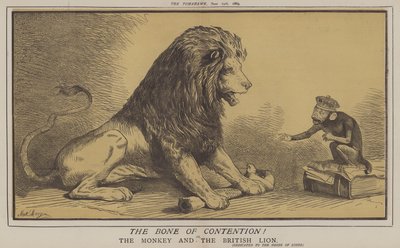 Stridens bein! eller, The Monkey and the British Lion (farge litho) av Matthew