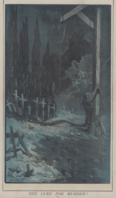 Kuren mot mord! eller, Justice Cling to the Gallows (farge litho) av Matthew