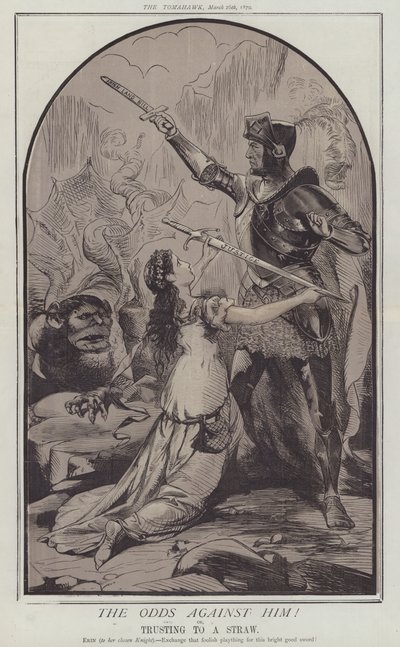 Oddsen mot ham! eller, stole på et sugerør (farge litho) av Matthew