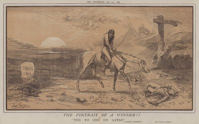 Portrettet av en vinner!! eller, ti til én på Satan (farge litho) av Matthew