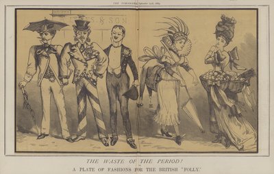 Periodens sløsing! eller, A Plate of Fashions for the British Folly (farge litho) av Matthew