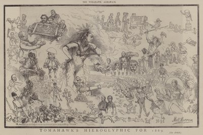 Tomahawks hieroglyf for 1869 (farge litho) av Matthew