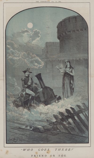 Hvem går dit? eller, venn eller fiende (farge litho) av Matthew