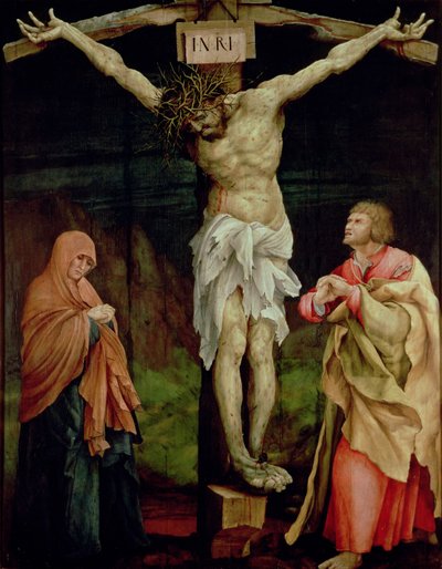 The Crucifixion, ca. 1525 (olje på panel) av Matthias (c.1480 1528) Grunewald