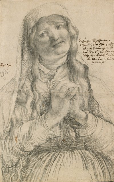 En eldre kvinne med foldede hender, tidlig på 1500-tallet av Matthias Gruenewald