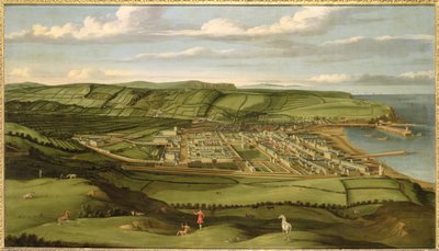 Whitehaven, Cumbria, Viser Flatt Hall, ca. 1730-35 (olje på lerret) av Matthias Read