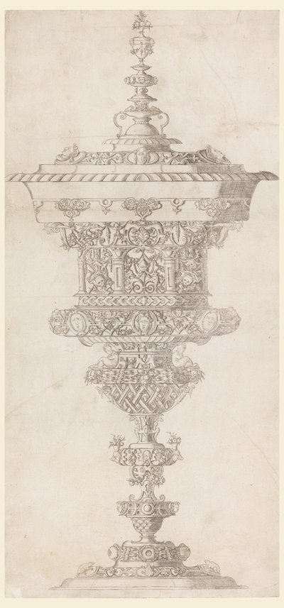 Stående kopp med omslag, fra "Novum opus cratero graphicum..." av Matthias Zündt