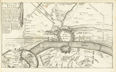 Beleg van Bonn, 1703 Kart over byen Bonne og Fort of Burgundy (...) (tittel på objekt) av Matthijs Pool (possibly)