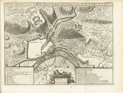 Beleg van Huy, 1705 Plan over byslottet og fortet i Huy beleiret av Armies of S.A.E. de Baviere & du Marechal de Villeroy le 26. mai 1705 (tittel på objekt) av Matthijs Pool (possibly)