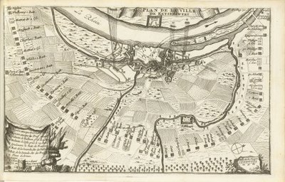 Beleiring av Keizersweerd, 1702 Plan de la Ville de Keyserswert (tittel på objekt) av Matthijs Pool (possibly)