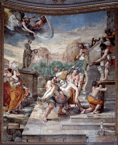 Begravelse av St. Andrew (fresco av Mattia Preti