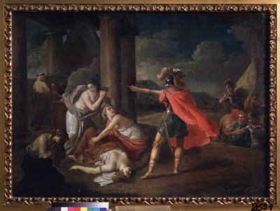 Døden til Camille, Horaces søster. Maleri av Matvei Ivanovich Puchinov (1716-1797), olje på lerret av Matvei Ivanovich Puchinov