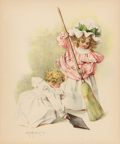 Rengjøringshus (farge litho) av Maud Humphrey