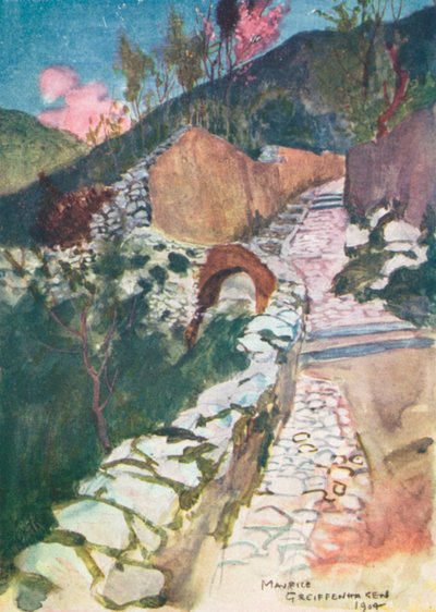 Vei nær Castellamare (fargelitografi) av Maurice (after) Greiffenhagen