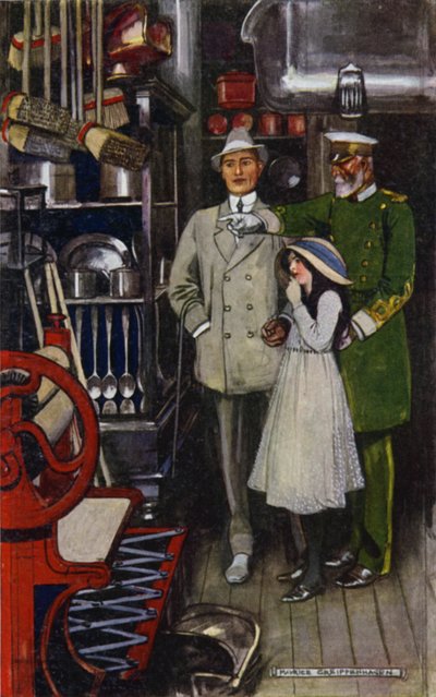 Besøk til Bagdad: Top Flat Ironmangery Department (farge litho) av Maurice (after) Greiffenhagen