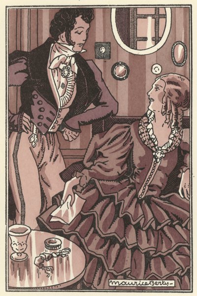 Illustrasjon for Scenes de la Vie de Boheme av Henri Murger (litho) av Maurice Berty