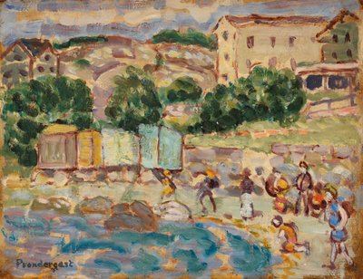 Strand og landsby av Maurice Brazil Prendergast