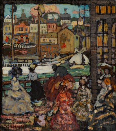 East Boston Ferry, ca. 1907-10 (olje på panel) av Maurice Brazil Prendergast