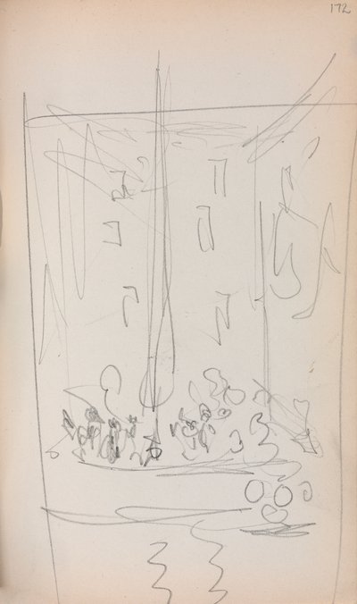 Italiensk skissebok: Båt med figurer side 172, 1898-1899. av Maurice Brazil Prendergast