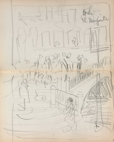 Italiensk skissebok: Bridge St. Margarita side 67 & 68, 1898-1899. av Maurice Brazil Prendergast