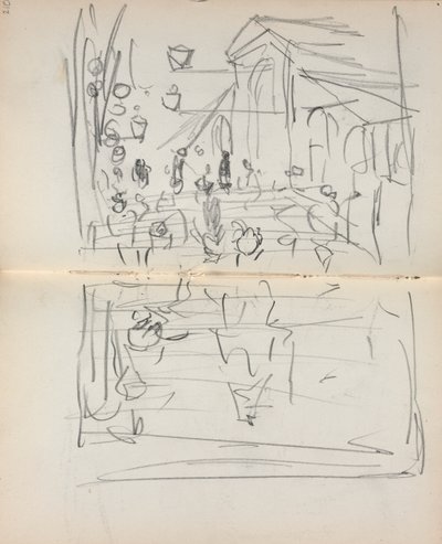Italiensk skissebok: Bro med figurer side 209 og 210, 1898-1899. av Maurice Brazil Prendergast