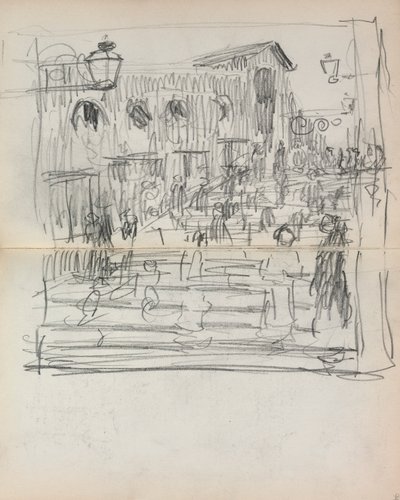 Italiensk skissebok: Bro med figurer side 93 og 94, 1898-1899. av Maurice Brazil Prendergast