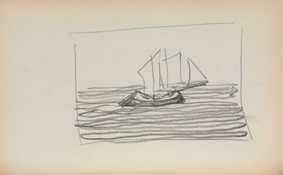 Italiensk skissebok: Seilbåt side 75, 1898-1899. av Maurice Brazil Prendergast