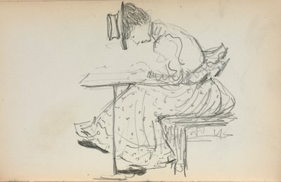 Italiensk skissebok: Sittende kvinne side 107, 1898-1899. av Maurice Brazil Prendergast