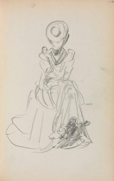 Italiensk skissebok: Sittende kvinne side 114, 1898-1899. av Maurice Brazil Prendergast