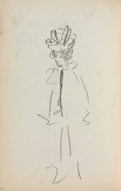 Italiensk skissebok: Stående kvinne 34 Se side 126, 1898-1899. av Maurice Brazil Prendergast