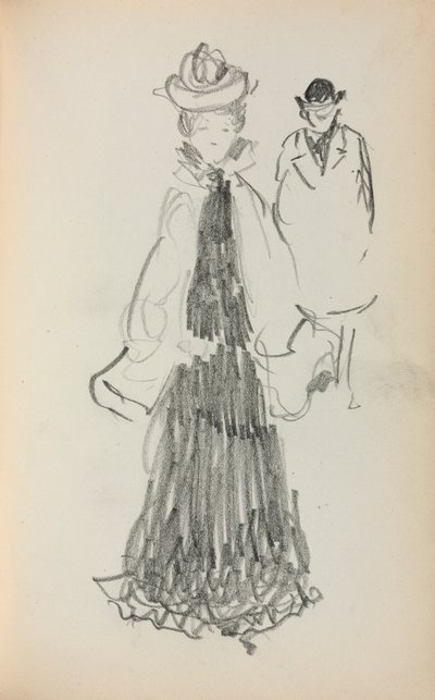 Italiensk skissebok: Stående kvinne og mann side 125, 1898-1899. av Maurice Brazil Prendergast