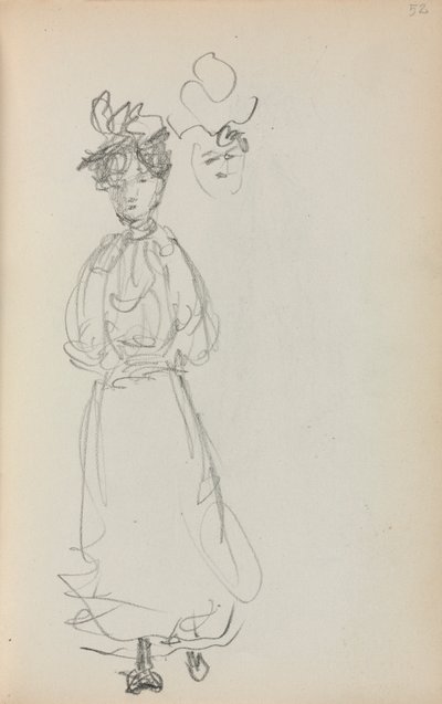 Italiensk skissebok: Stående kvinne, forside 52, 1898-1899. av Maurice Brazil Prendergast