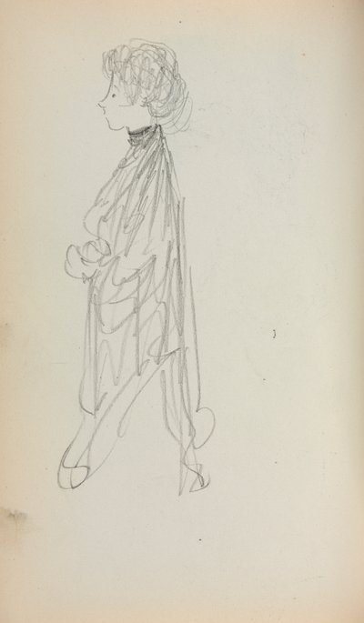 Italiensk skissebok: Stående kvinne i profil side 51, 1898-1899. av Maurice Brazil Prendergast