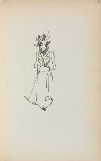 Italiensk skissebok: Stående kvinne side 118, 1898-1899. av Maurice Brazil Prendergast