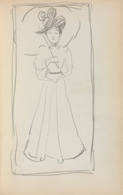 Italiensk skissebok: Stående kvinne med parasoll side 233, 1898-1899. av Maurice Brazil Prendergast
