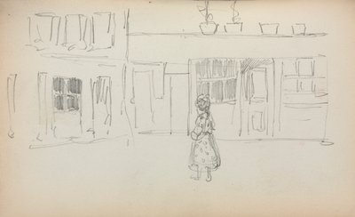 Italian Sketchbook: Street Scene with a Girl side 159, 1898-1899. av Maurice Brazil Prendergast