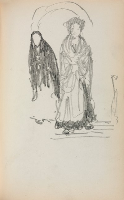 Italiensk skissebok: To stående kvinner side 123, 1898-1899. av Maurice Brazil Prendergast