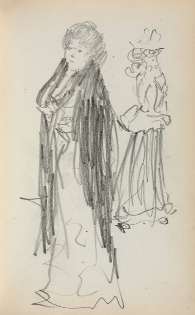 Italiensk skissebok: To stående kvinner side 129, 1898-1899. av Maurice Brazil Prendergast