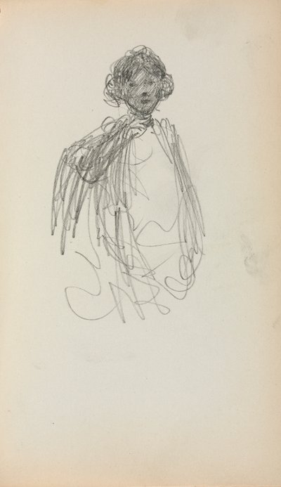 Italiensk skissebok: Kvinne, midjelengde side 217, 1898-1899. av Maurice Brazil Prendergast