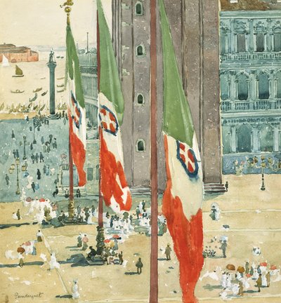 Piazza di San Marco, ca. 1898–99 (wc og grafitt på off-white vevd papir) av Maurice Brazil Prendergast