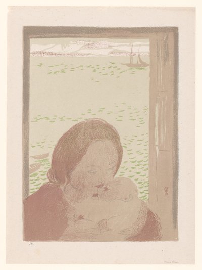 Mor med baby foran et vindu av Maurice Denis