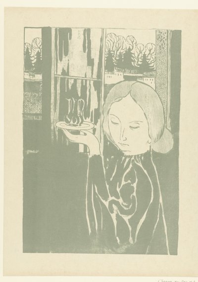 Vrouw met waterkan op dienblad Kvinnen med ewer The Trial (serietittel) av Maurice Denis