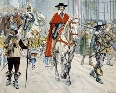 Kardinal Richelieu rir i gatene i Paris av Maurice Leloir