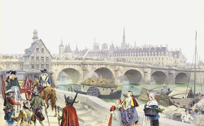 Forvist til Blois, Marie de Medicis og suiten hennes forlot Louvre av Maurice Leloir
