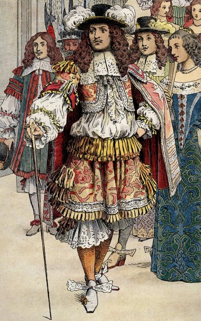 Den franske kongen Ludvig XIV i sitt slott Vaux Le Vicomte av Maurice Leloir