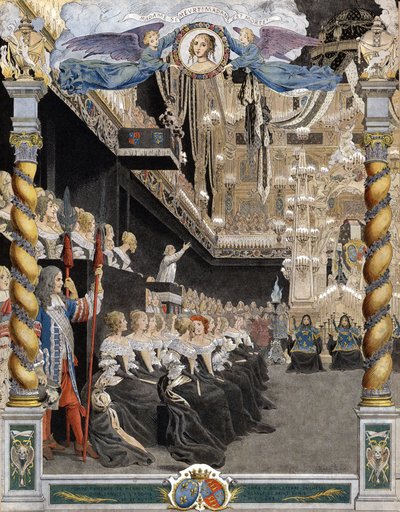 Begravelse av Henriette Anne (Henriette-Anne) av England (1644-1670), i basilikaen Saint Denis (Saint Denis) 21. august av Maurice Leloir