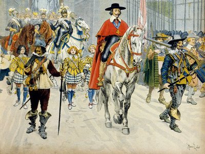 Frankrikes historie: Entrment av kong Ludvig XIII (1601-1643) og kardinal Richelieu (Armand Jean du Plessis av Maurice Leloir