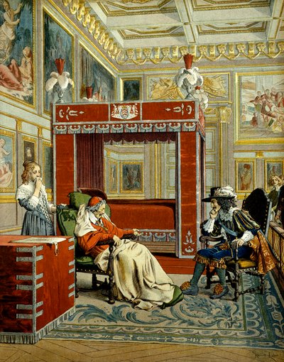 Frankrikes historie: Ludvig XIIIs siste besøk hos kardinal Richelieu (Armand Jean du Plessis av Maurice Leloir