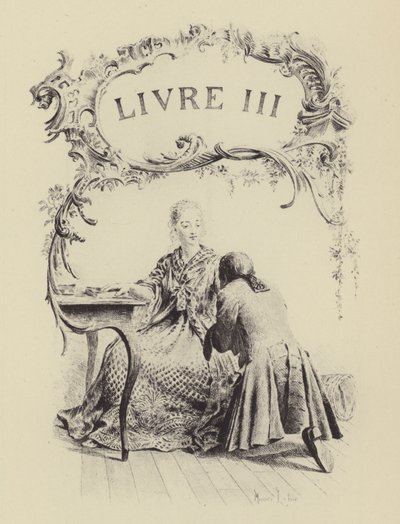 Illustrasjon for bok III av The Confessions of Jean-Jacques Rousseau (gravering) av Maurice Leloir