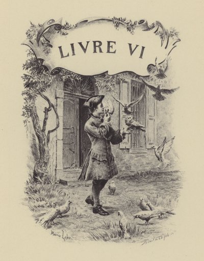 Illustrasjon for bok VI av The Confessions of Jean-Jacques Rousseau (gravering) av Maurice Leloir